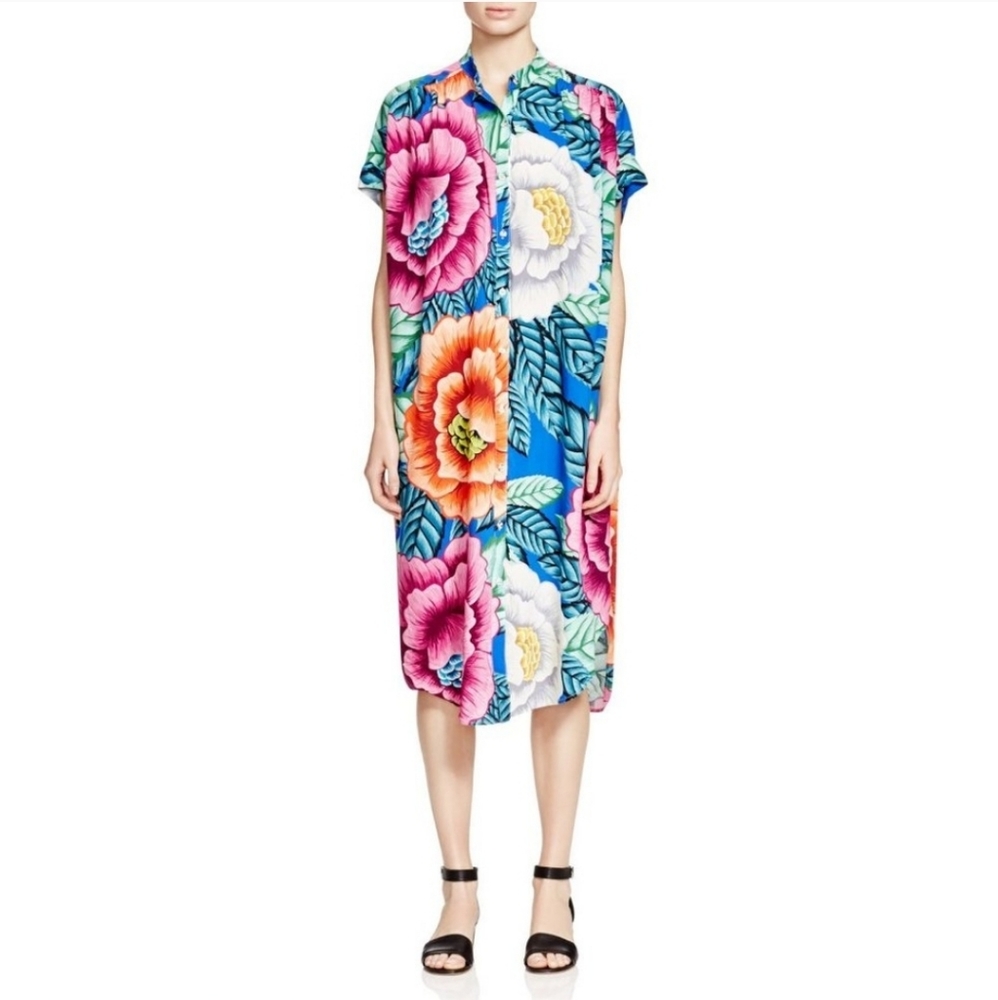 Mara Hoffman Flora Blue Shirt Dress